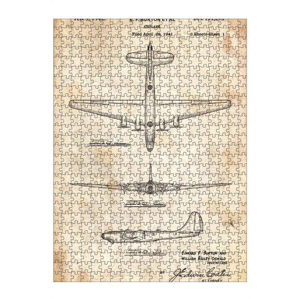 Puzzle Ravensburger "Retro Flugzeug - Altes Papier" artboxONE - Reise - Retro,Flugzeug,Patent,Blaupause,Aviation,Luftfahrt,Vintage,Pilot,Antik,Alt