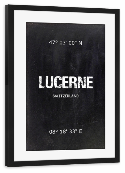 Poster mit Rahmen schwarz "Lucerne Wall Art" artboxONE - Städte,Reise,Schwarzweiß,Städte / Weitere - Lucerne,Switzerland,Art