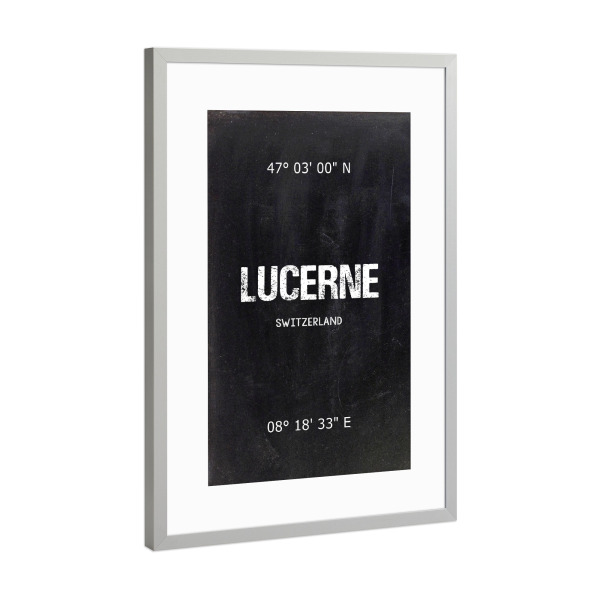 Poster mit Rahmen Silber "Lucerne Wall Art" artboxONE - Städte,Reise,Schwarzweiß,Städte / Weitere - Lucerne,Switzerland,Art