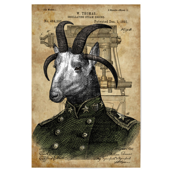 Poster "Ziege in Uniform" artboxONE - Tiere - Unifrom,Tier,Steampunk,Entwurf,Ziege,Armee,General,Soldat