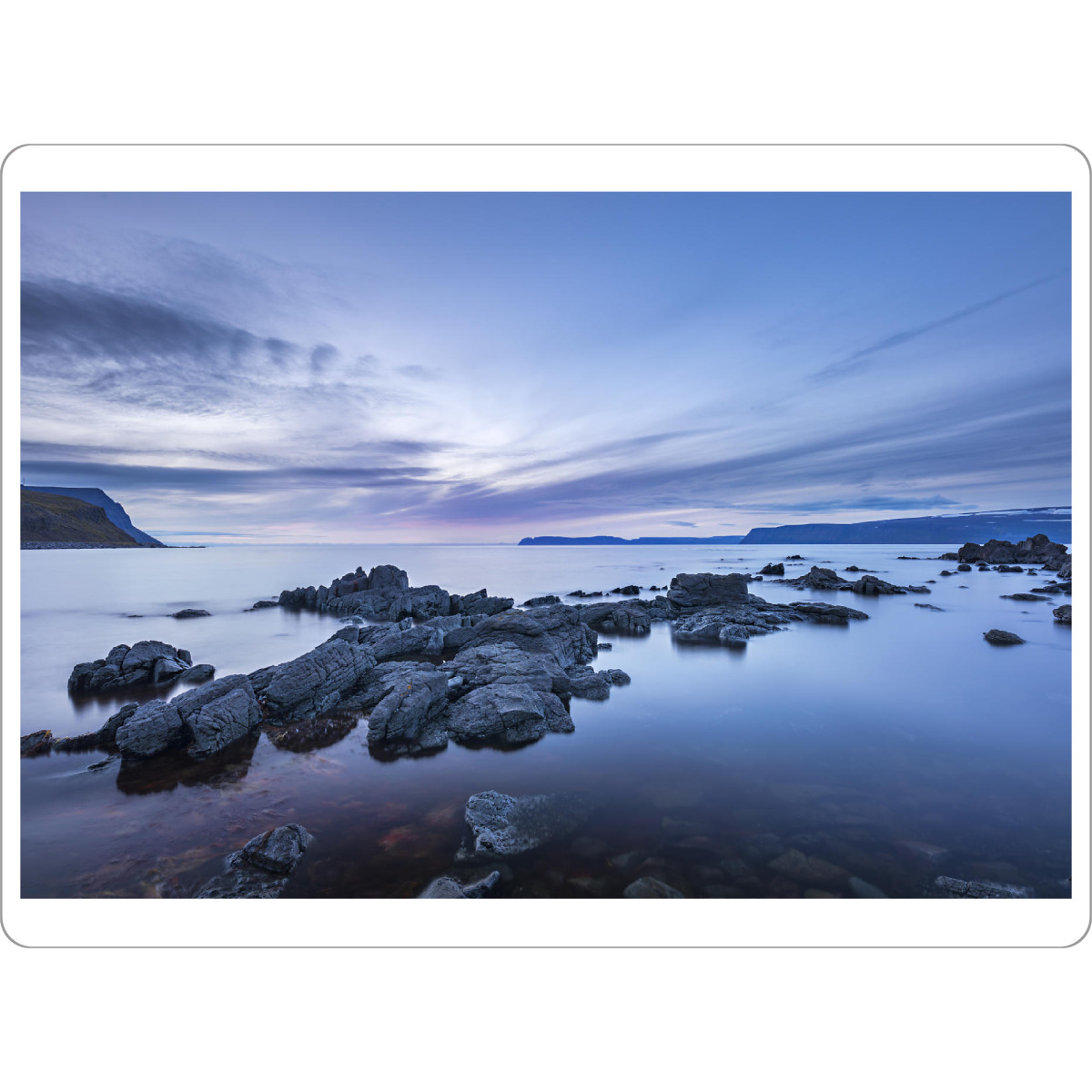 Tischset "Westfjorde" artboxONE - Natur,Reise - Island,Landschaft,Meer,Blau,Fels,Küste,Westfjorde,Nacht,Dunkel - Bild island