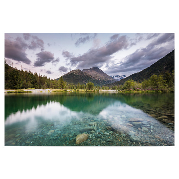 Poster 30x20 cm "See im Berninatal" artboxONE - Natur - See,Schweiz,Landschaft,Bernina,Morteratsch,Wald,Berge