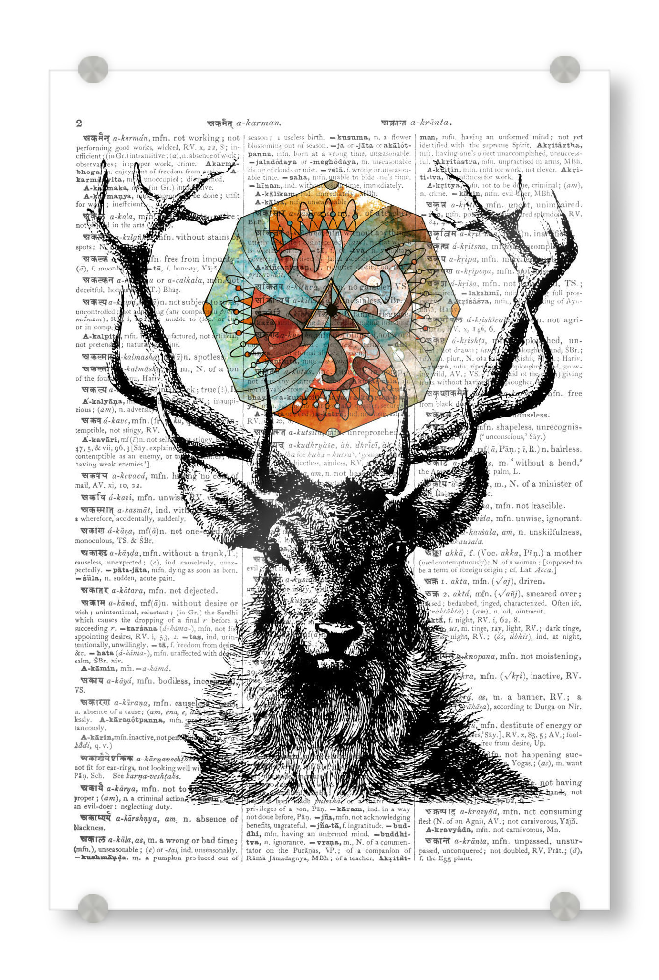Acrylglasbild "Mandala Hirsch" artboxONE - Tiere,Schwarzweiß - Hirsch,Tierwelt,Tier,Wörterbuch,Mandala,Geistig,New age