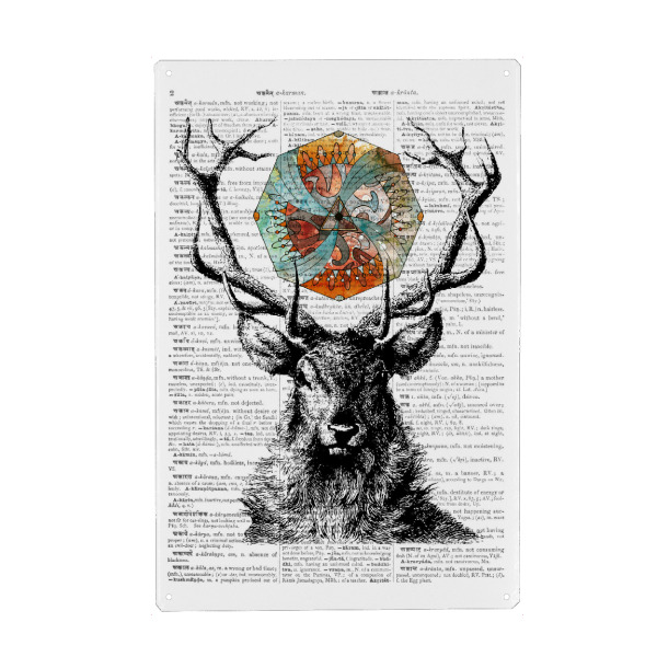 Holzbild "Mandala Hirsch" artboxONE - Tiere,Schwarzweiß - Hirsch,Tierwelt,Tier,Wörterbuch,Mandala,Geistig,New age