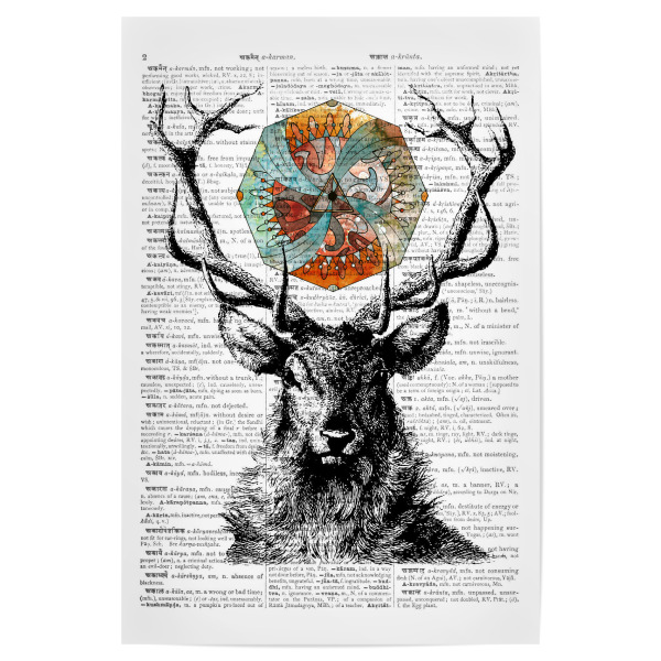 Poster "Mandala Hirsch" artboxONE - Tiere,Schwarzweiß - Hirsch,Tierwelt,Tier,Wörterbuch,Mandala,Geistig,New age