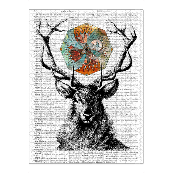 Puzzle Ravensburger "Mandala Hirsch" artboxONE - Tiere,Schwarzweiß - Hirsch,Tierwelt,Tier,Wörterbuch,Mandala,Geistig,New age - Bild hirsch