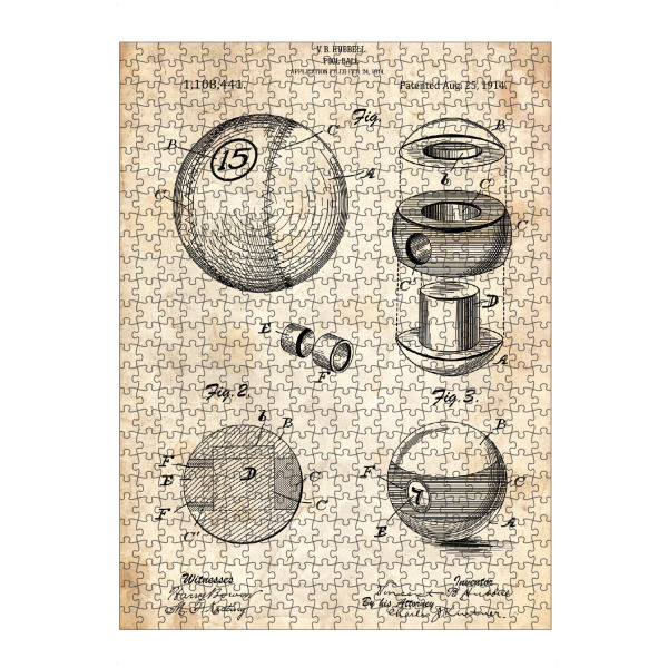 Puzzle Ravensburger "Billiard Ball (Antik)" artboxONE - Sport,Männer - Poolbillard,Pool,Sport,Queue,Patent,Entwurf,Blaupause,Cue,Billard,Billardspiel