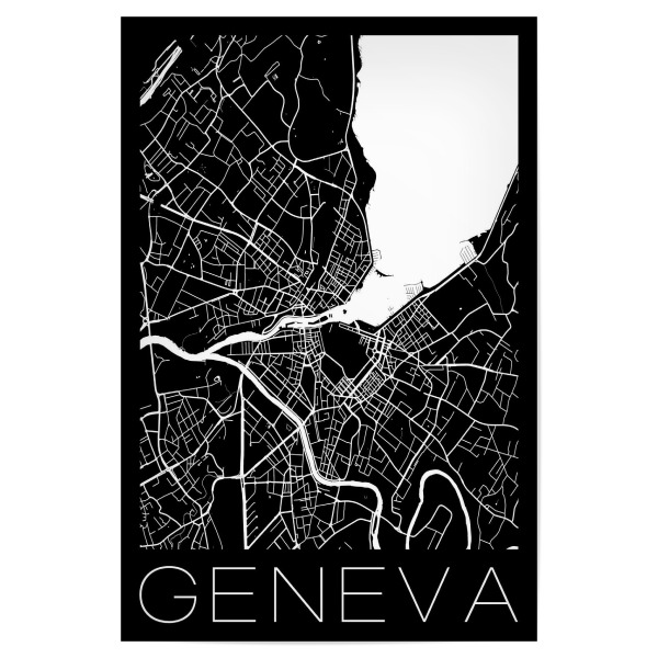 Poster 30x20 cm "Geneva Retro City Map" artboxONE - Städte,Schwarzweiß,Kartografie - Geneva,Retro,Map