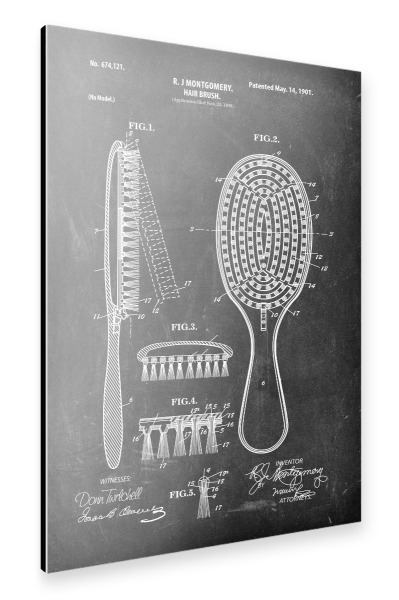 Alu-Dibond "Haarbürste Patent (Tafel)" 30x20 cm artboxONE