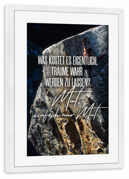 Poster mit Rahmen weiß "Was kostet es eigentlich" artboxONE - Typografie,Menschen