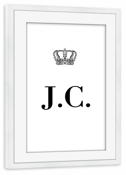 Poster mit Rahmen weiß "King JC" artboxONE - Schwarzweiß,Buchstaben