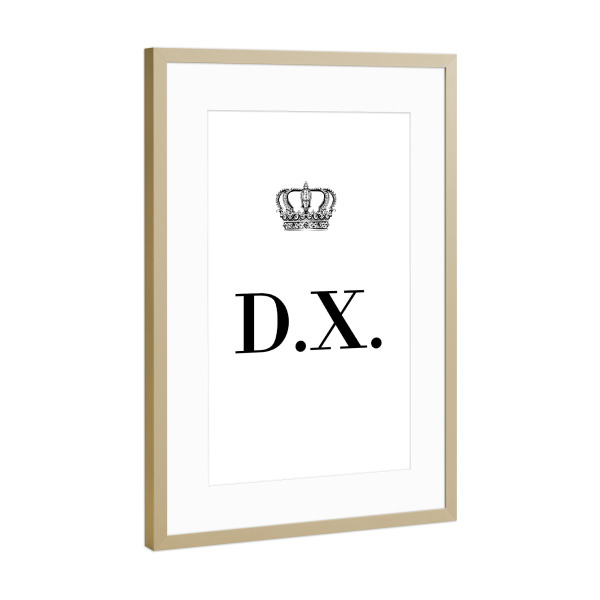 Poster mit Rahmen Gold "King DX" artboxONE - Schwarzweiß,Buchstaben