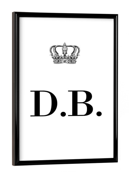 Poster mit schwarzem Rahmen "King DB" artboxONE - Schwarzweiß,Buchstaben