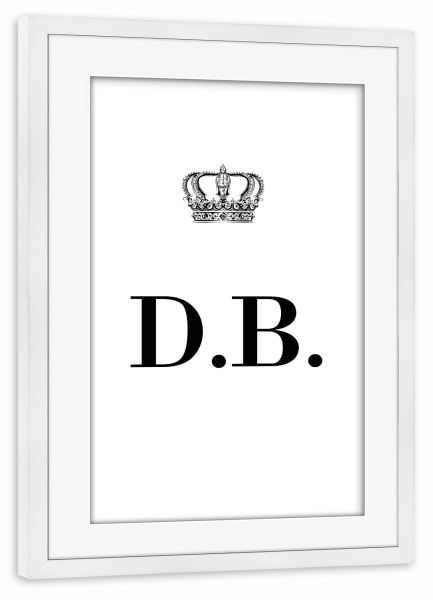 Poster mit Rahmen weiß "King DB" artboxONE - Schwarzweiß,Buchstaben