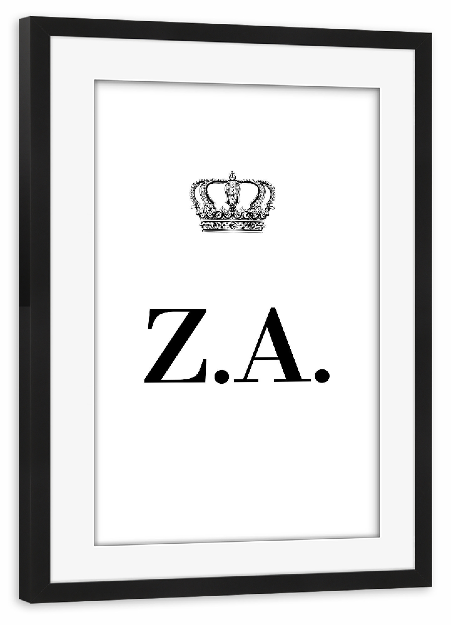 Poster mit Rahmen schwarz "King ZA" artboxONE - Schwarzweiß,Buchstaben