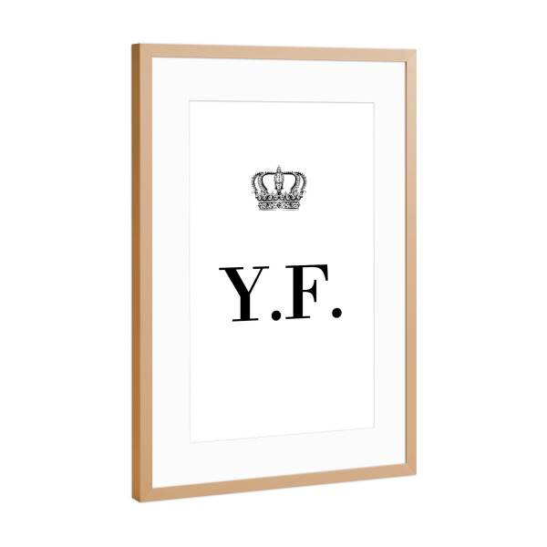 Poster mit Rahmen Kupfer "King YF" artboxONE - Schwarzweiß,Buchstaben