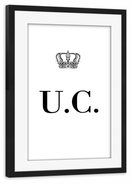 Poster mit Rahmen schwarz "King UC" artboxONE - Schwarzweiß,Buchstaben