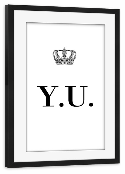 Poster mit Rahmen schwarz "King YU" artboxONE - Schwarzweiß,Buchstaben
