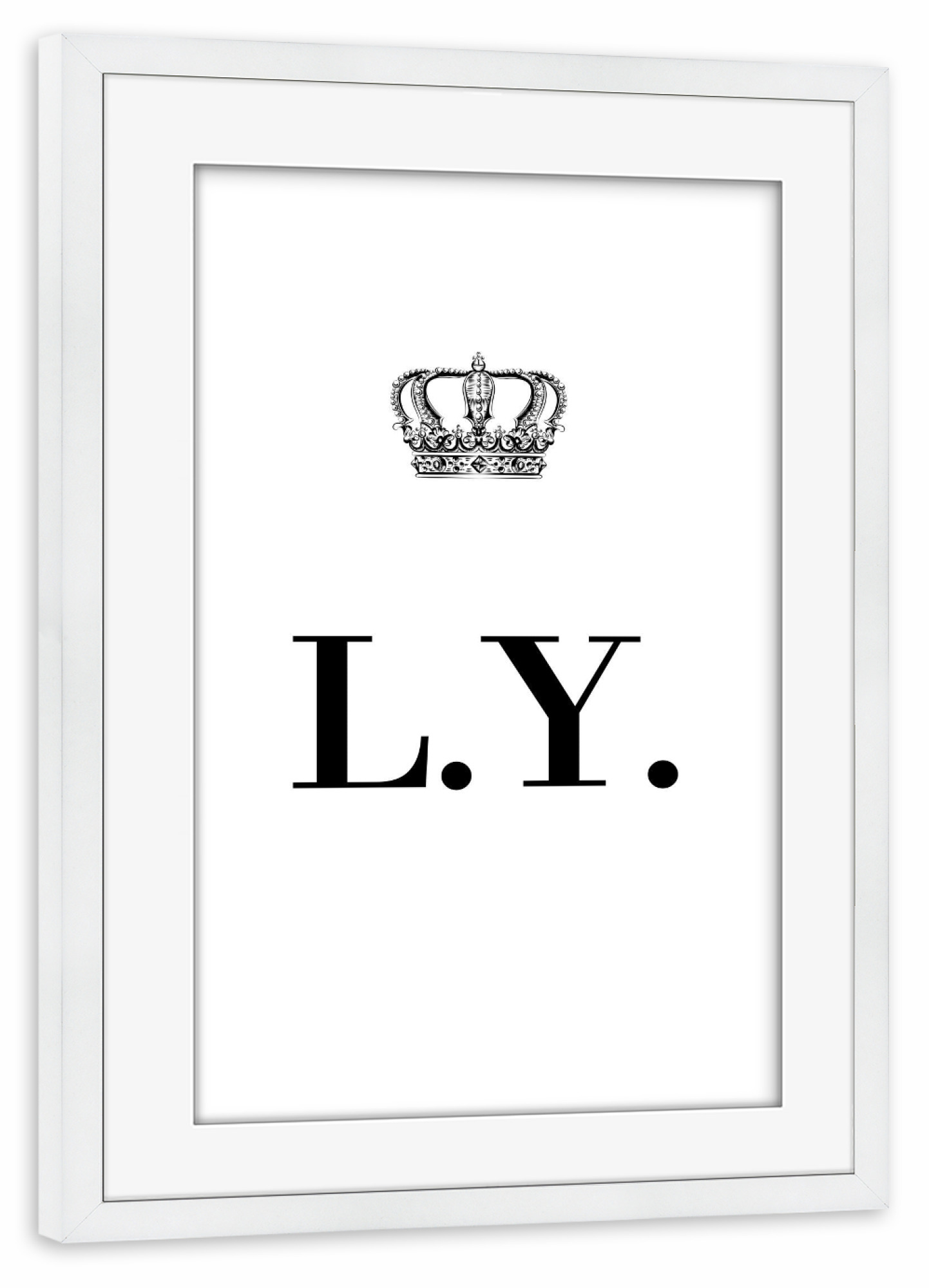 Poster mit Rahmen weiß "King LY" artboxONE - Schwarzweiß,Buchstaben