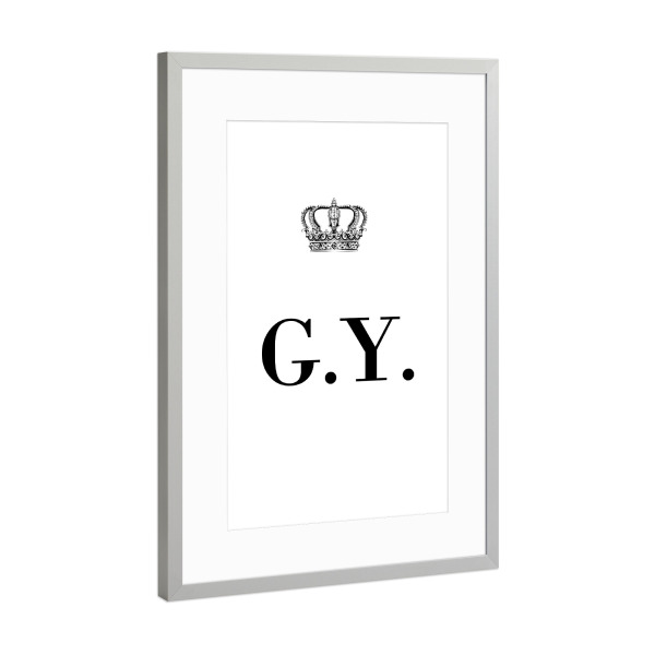Poster mit Rahmen Silber "King GY" artboxONE - Schwarzweiß,Buchstaben