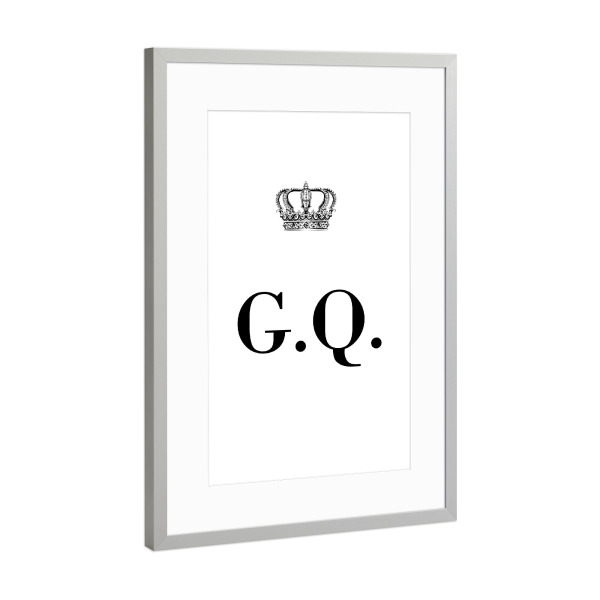Poster mit Rahmen Silber "King GQ" artboxONE - Schwarzweiß,Buchstaben