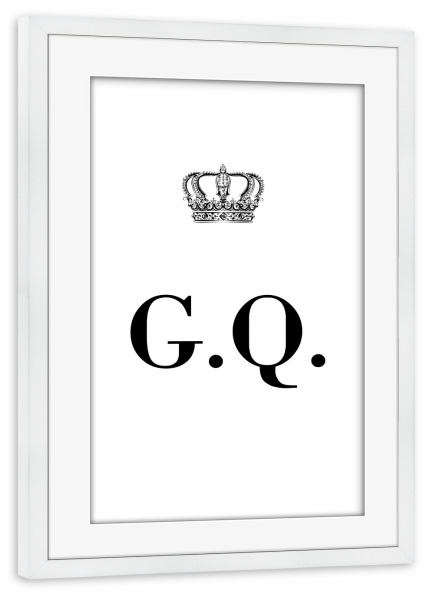Poster mit Rahmen weiß "King GQ" artboxONE - Schwarzweiß,Buchstaben