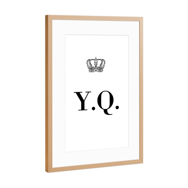 Poster mit Rahmen Kupfer "King YQ" artboxONE - Schwarzweiß,Buchstaben