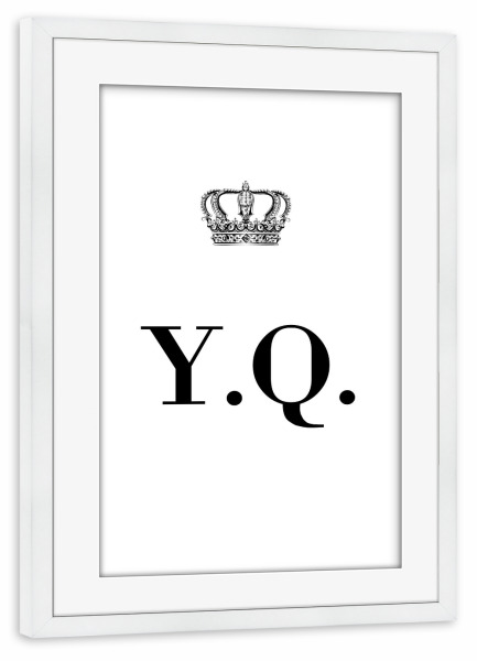 Poster mit Rahmen weiß "King YQ" artboxONE - Schwarzweiß,Buchstaben