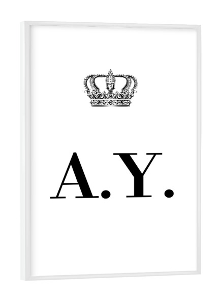 Poster mit weißem Rahmen "King AY" artboxONE - Schwarzweiß,Buchstaben