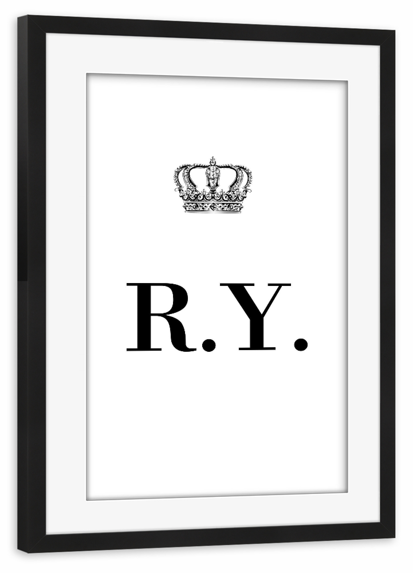 Poster mit Rahmen schwarz "King RY" artboxONE - Schwarzweiß,Buchstaben