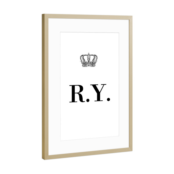 Poster mit Rahmen Gold "King RY" artboxONE - Schwarzweiß,Buchstaben