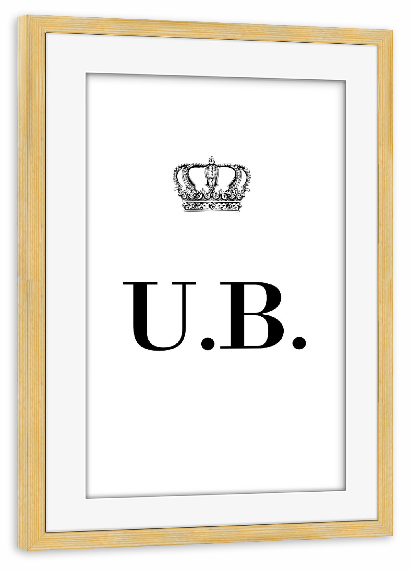 Poster mit Rahmen kiefer "King UB" artboxONE - Schwarzweiß,Buchstaben