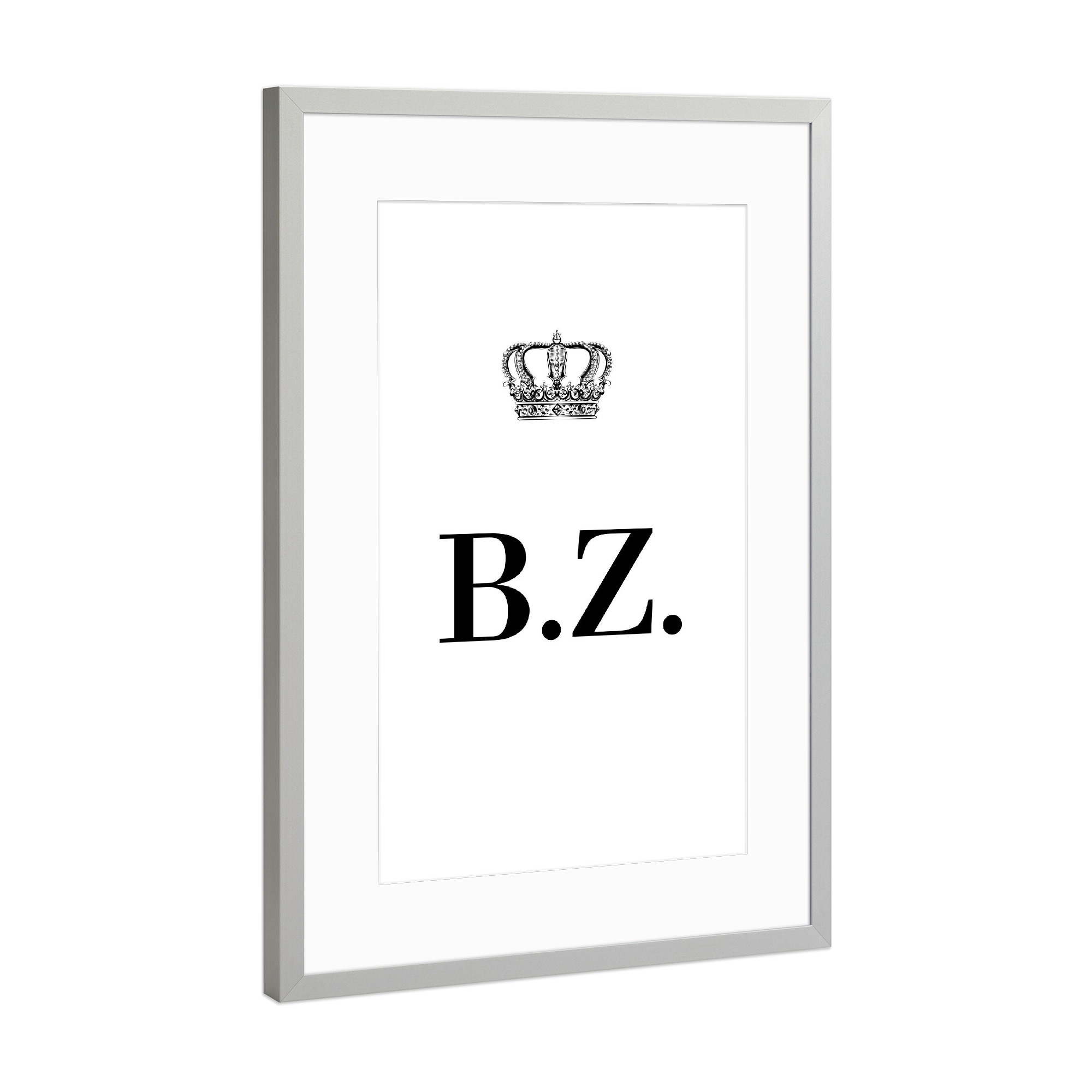 Poster mit Rahmen Silber "King BZ" artboxONE - Schwarzweiß,Buchstaben