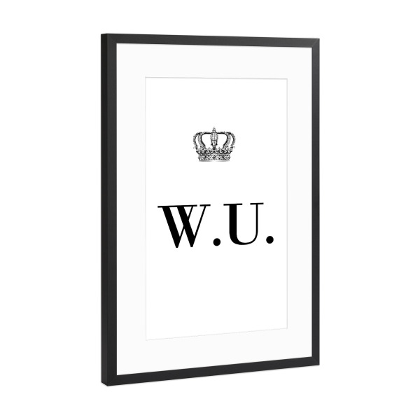 Poster mit Rahmen Schwarz (Metallic) "King WU" artboxONE - Schwarzweiß,Buchstaben