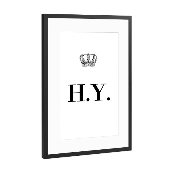 Poster mit Rahmen Schwarz (Metallic) "King HY" artboxONE - Schwarzweiß,Buchstaben