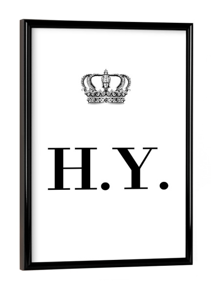 Poster mit schwarzem Rahmen "King HY" artboxONE - Schwarzweiß,Buchstaben