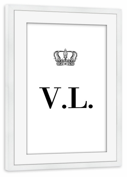 Poster mit Rahmen weiß "King VL" artboxONE - Schwarzweiß,Buchstaben
