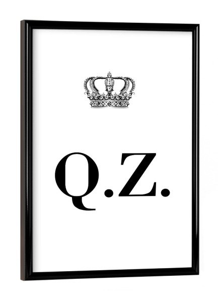 Poster mit schwarzem Rahmen "King QZ" artboxONE - Schwarzweiß,Buchstaben