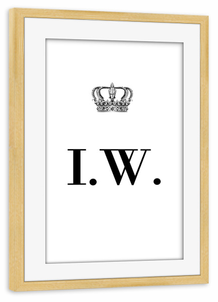 Poster mit Rahmen kiefer "King IW" artboxONE - Schwarzweiß,Buchstaben