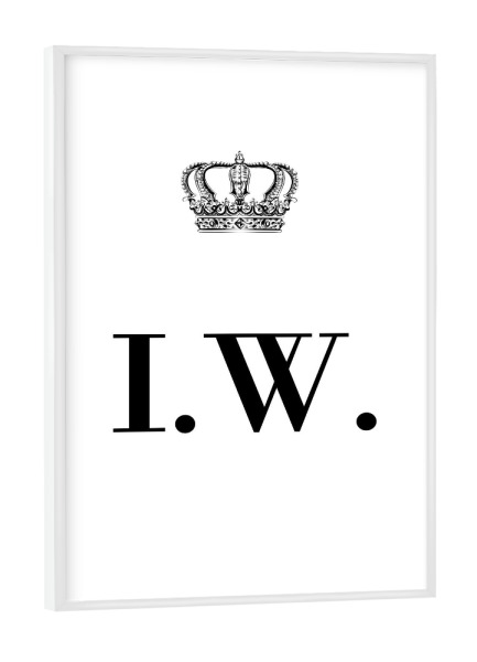 Poster mit weißem Rahmen "King IW" artboxONE - Schwarzweiß,Buchstaben