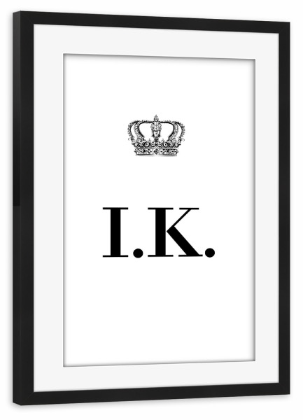 Poster mit Rahmen schwarz "King IK" artboxONE - Schwarzweiß,Buchstaben