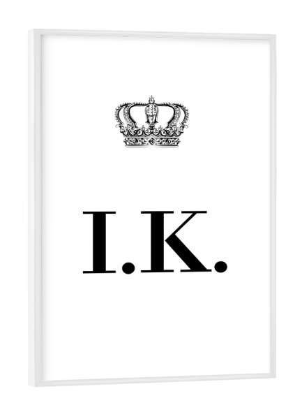 Poster mit weißem Rahmen "King IK" artboxONE - Schwarzweiß,Buchstaben