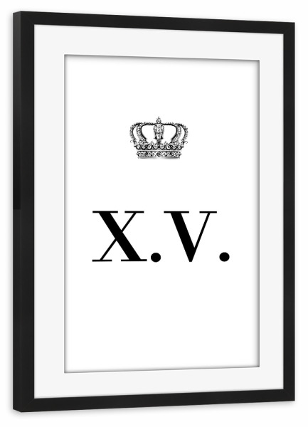 Poster mit Rahmen schwarz "King XV" artboxONE - Schwarzweiß,Buchstaben