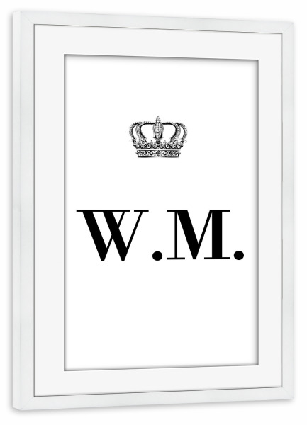 Poster mit Rahmen weiß "King WM" artboxONE - Schwarzweiß,Buchstaben