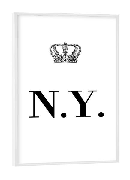 Poster mit weißem Rahmen "King NY" artboxONE - Schwarzweiß,Buchstaben