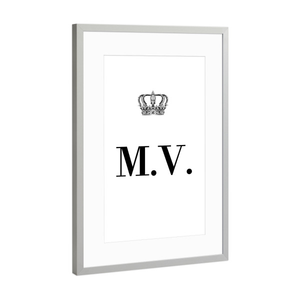 Poster mit Rahmen Silber "King MV" artboxONE - Schwarzweiß,Buchstaben