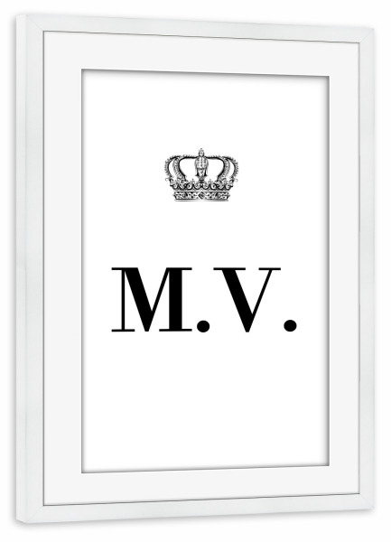 Poster mit Rahmen weiß "King MV" artboxONE - Schwarzweiß,Buchstaben