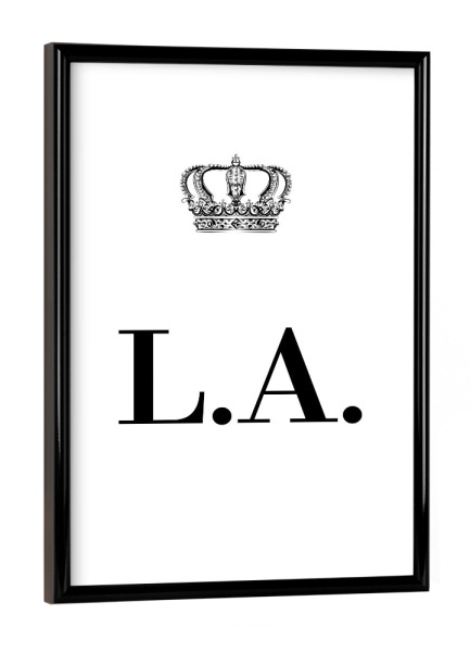 Poster mit schwarzem Rahmen "King LA" artboxONE - Schwarzweiß,Buchstaben