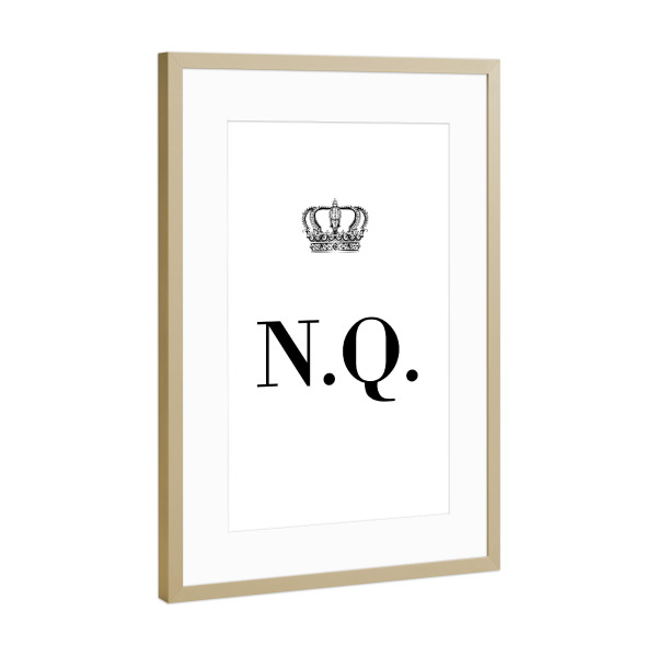 Poster mit Rahmen Gold "King NQ" artboxONE - Schwarzweiß,Buchstaben
