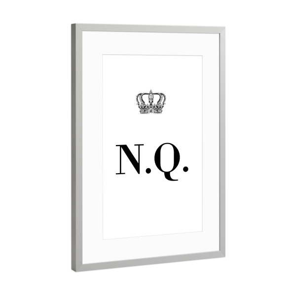Poster mit Rahmen Silber "King NQ" artboxONE - Schwarzweiß,Buchstaben